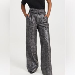 AFRM The Tyler Fold Over Trouser In Dark Gray Snake